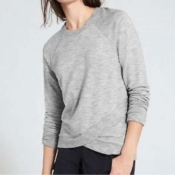 Sweat Athleta Criss Cross gris bruyère clair neuf avec étiquette taille
